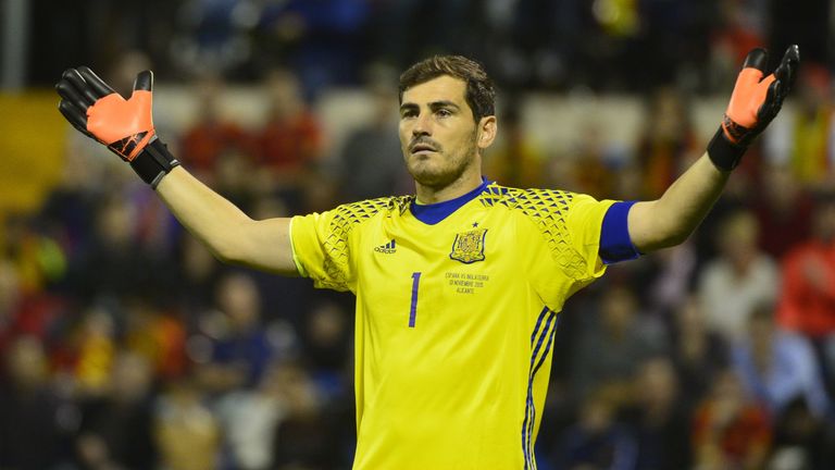 Iker Casillas made his 166th appearance for Spain during their 0-0 draw with Romania