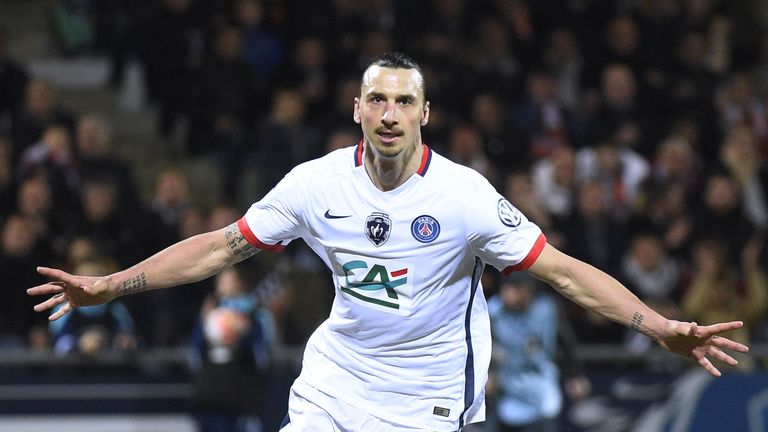 Zlatan Ibrahimovic celebrates PSG's winner