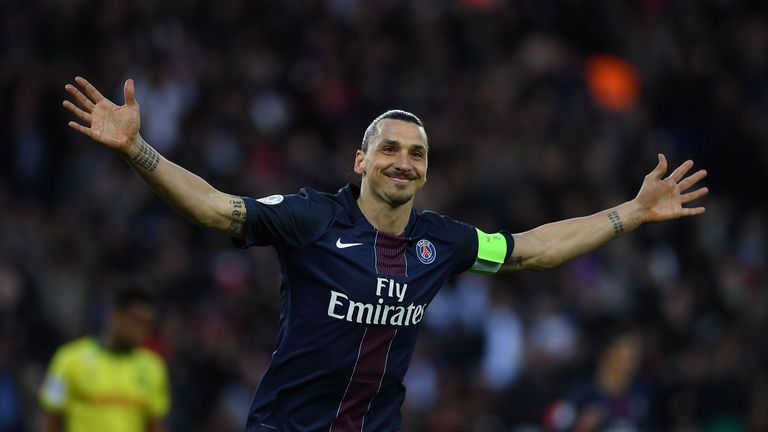 Zlatan Ibrahimovic scored twice in his last appearance at the Parc des Princes for PSG in a 4-0 rout of Nantes on Saturday