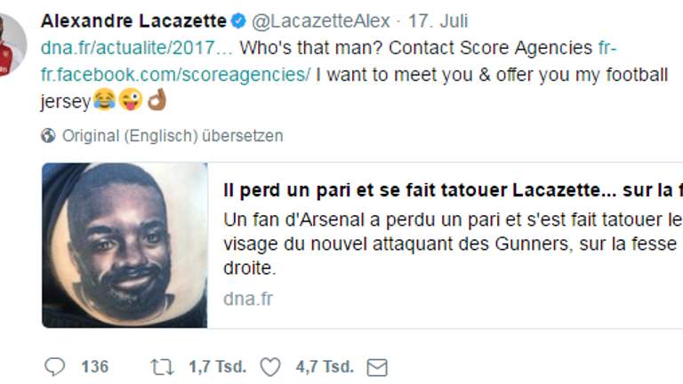 Lacazette tweet