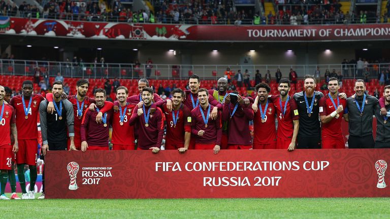Europameister Portugal feiert beim Confed Cup in Russland den dritten Platz.
