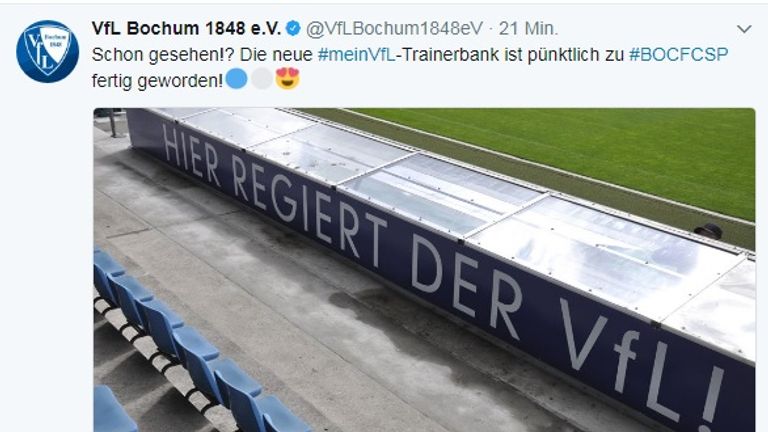 Auf dieser Bank nimmt künftig der neuen Bochum-Trainer Ismail Atalan Platz.