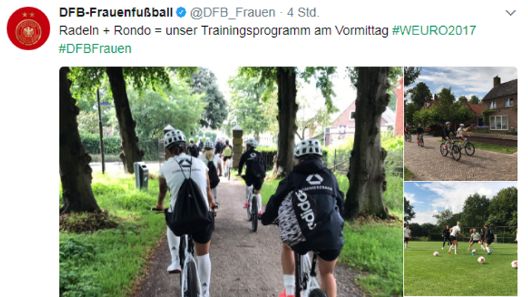 So absolvierte  die deutsche Nationalmannschaft die letzte Trainingseinheit vor dem Spiel.  Quelle: Twitter/DFB-Frauenfußball