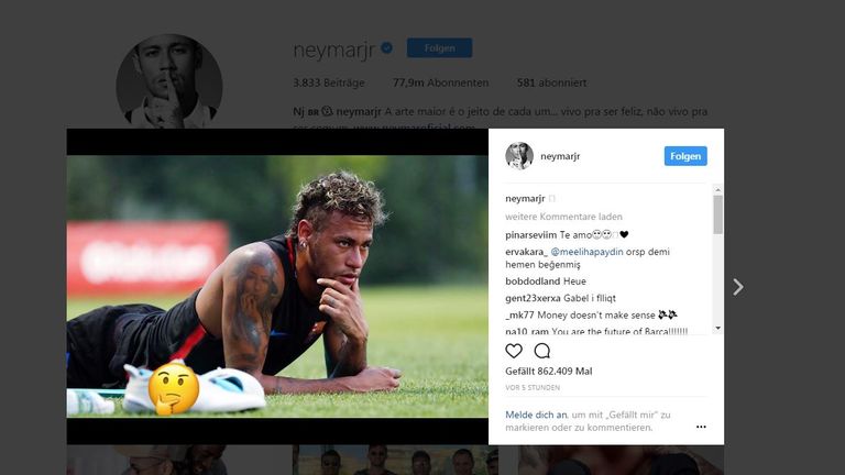 Neymar gibt sich auf seinem Instagram-Account nachdenklich, verrät jedoch keine Details (Quelle: Instagram/neymarjr/)