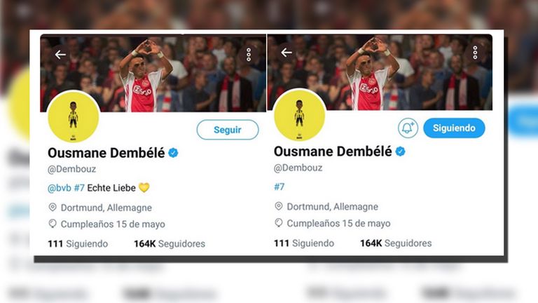 Ousmane Dembele sorgt bei Twitter für Aufsehen, als er den BVB aus seinen Profilen entfernt. (Quelle Bild: Twitter @barcastuff_)