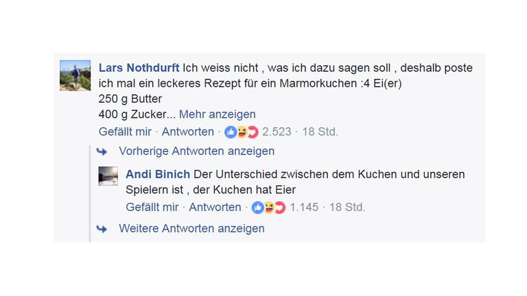 Was ist der Unterschied zwischen dem HSV und einem Kuchen? Die Antwort hat dieser User parat. Quelle: facebook.com/HSV