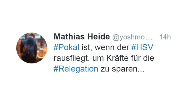 Dieser User weiß das blamable Pokal-Aus der Hanseaten zu schätzen. Quelle: twitter.com/yoshmosislp