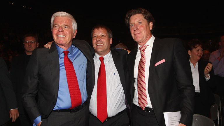 Werner Spinner, Markus Ritterbach und Toni Schumacher bilden das Vorstandstrio beim 1. FC Köln.