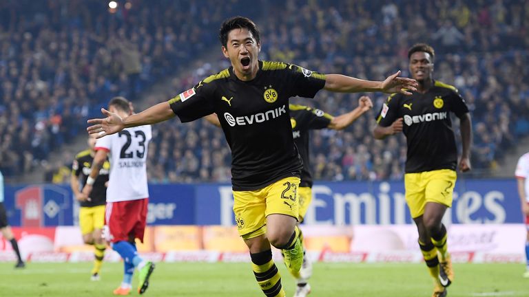 Kagawa trifft für Dortmund zum 1:0 in Hamburg.