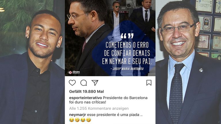 Es fliegen Giftpfeile zwischen dem Neymar und Barca-Präsident Josep Bartomeu.
