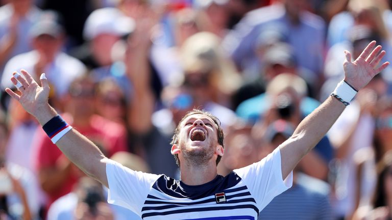 Diego Schwartzman jubelt über seinen Achtelfinaleinzug bei den US Open. 