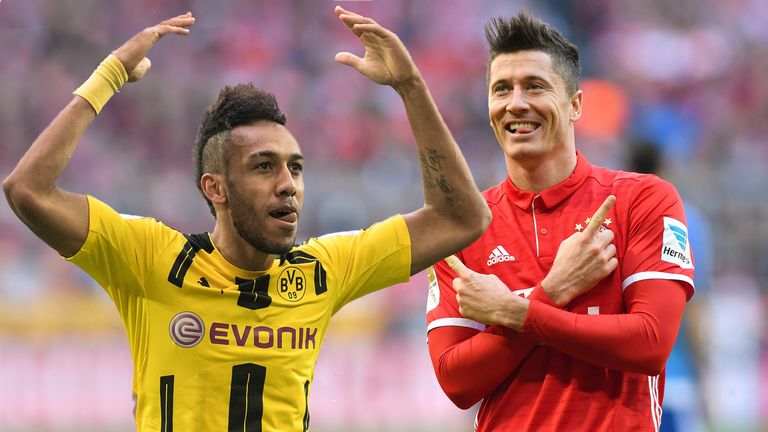 Die treffsichersten Spieler der Bundesliga: Pierre-Emerick Aubameyang (l.) und Robert Lewandowski.