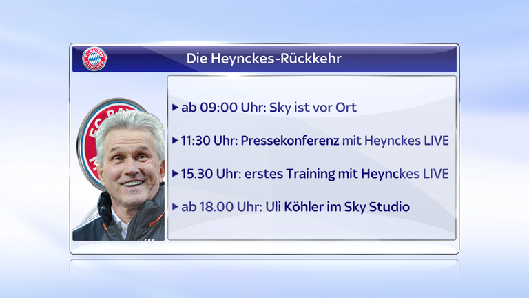 Das Programm im Überblick: So läuft Heynckes erster Tag bei Sky.