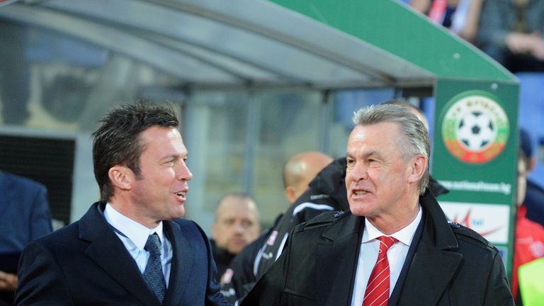 Lothar Matthäus und Ottmar Hitzfeld gemeinsam bei der Euro 2012. Matthäus betreute damals die bulgarische Auswahl, Hitzfeld war Chefcoach der Schweiz.