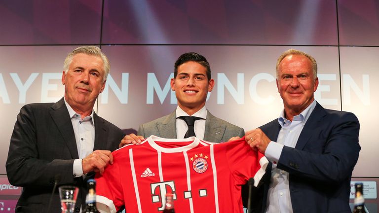 11.07.2017 - FUSSBALL: Der deutsche Rekordmeister Bayern München verpflichtet James Rodriguez von Real Madrid. Die Münchner einigen sich mit den Königlichen auf ein zweijähriges Leihgeschäft bis 30. Juni 2019 mit anschließender Kaufoption.
