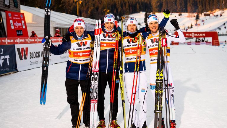 Feierten nach langer Zeit wieder einen Sieg im Team-Wettbewerb: die norwegischen Kombinierer.
