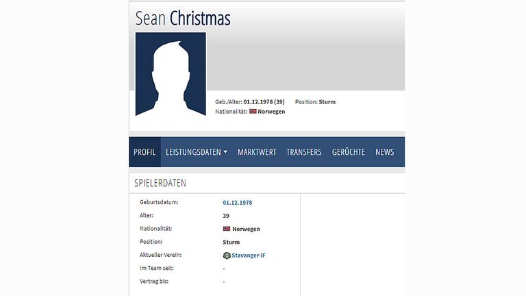 Sean Christmas (Stavanger IF) Quelle: transfermarkt.de