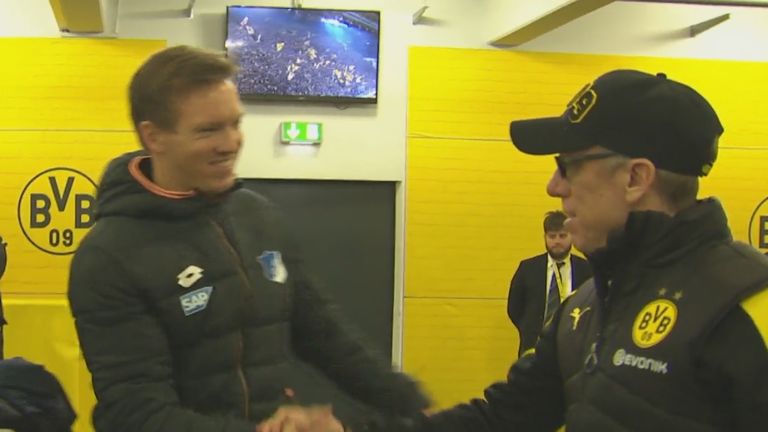 Stöger scherzt mit Nagelsmann.