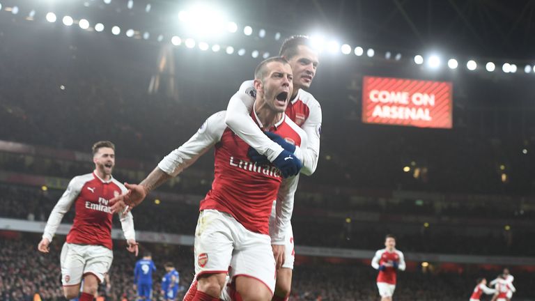 Arsenals Jack Wilshere bejubelt seinen Führungstreffer im Derby gegen Chelsea.