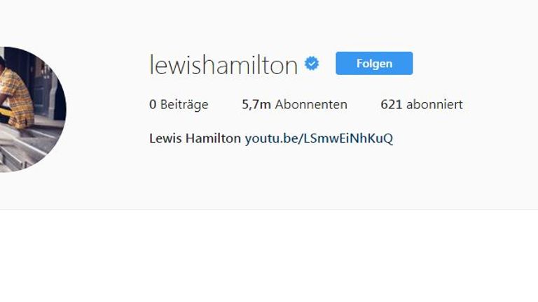 Auf dem Instagram-Account von Lewis Hamilton wurden alle Posts gelöscht