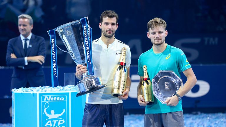 Grigor Dimitrov und David Goffin bei den ATP World Tour Finals.