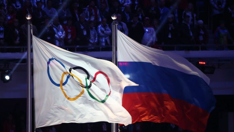 Peinliche Panne: Der offizielle Olympia-Dienst zeigt eine Russland-Flagge.