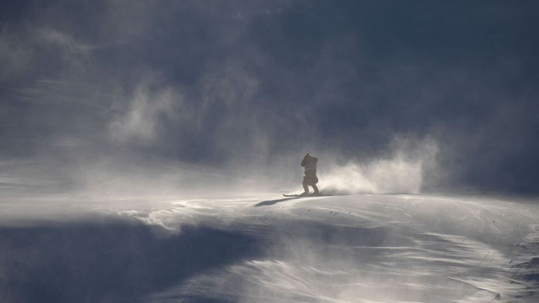 Ein scharfer Wind fegt über die Piste des Jeongseon Alpine Centers.