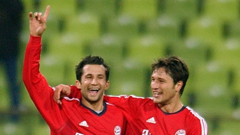 Zusammen im Dress des FC Bayern München - Brazzo und Kovac. 