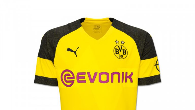 Dagegen setzt Borussia Dortmund bei seinem Heim-Trikot offenbar auf einen Melange-Effekt mit gelben Ringen um die Oberarme. (Bildquelle: shop.bvb.de)