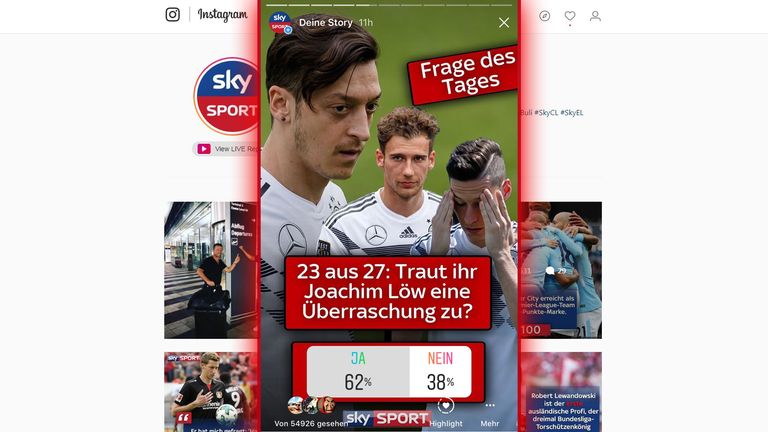 Die Mehrheit der Sky User glaubt, dass Löw eine Überraschung aus dem Hut zaubert. 