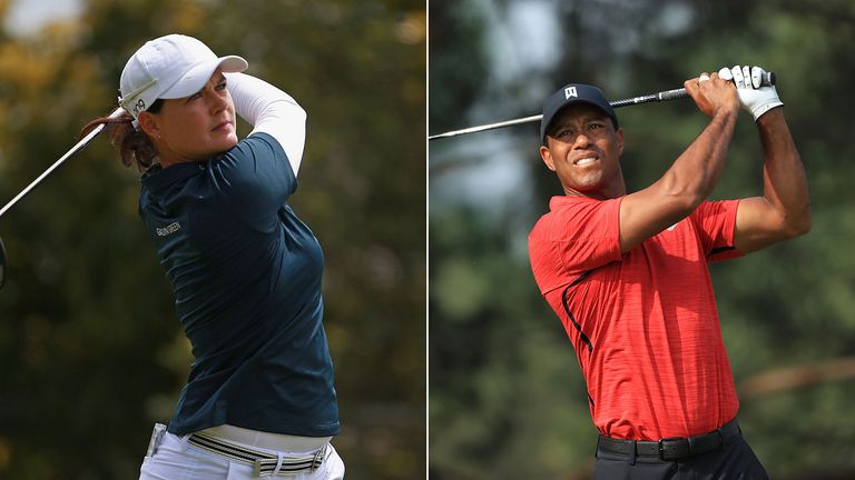 Caroline Masson (l.) und Tiger Woods müssen sich bei ihrem jeweiligen Turnier mit einem Mittelfeldplatz begnügen. 