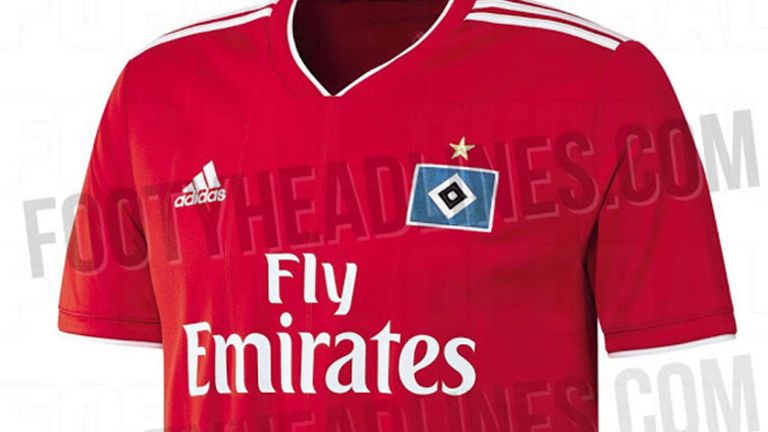 Schlicht und einfarbig: das neue Auswärtstrikot des HSV (Bildquelle: Twitter/footyheadlines.com).