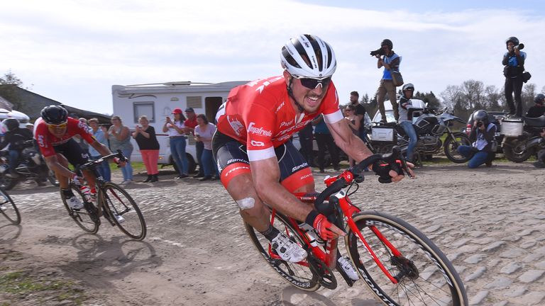 ROUBAIX, FRANCE - APRIL 08: John Degenkolb of Germany and Team Trek - Segafredo / during the 116th Paris to Roubaix 2018 a 257km race from Compiegne to Roubaix on April 8, 2018 in Roubaix, France. (Photo by Tim de Waele/Getty Images)