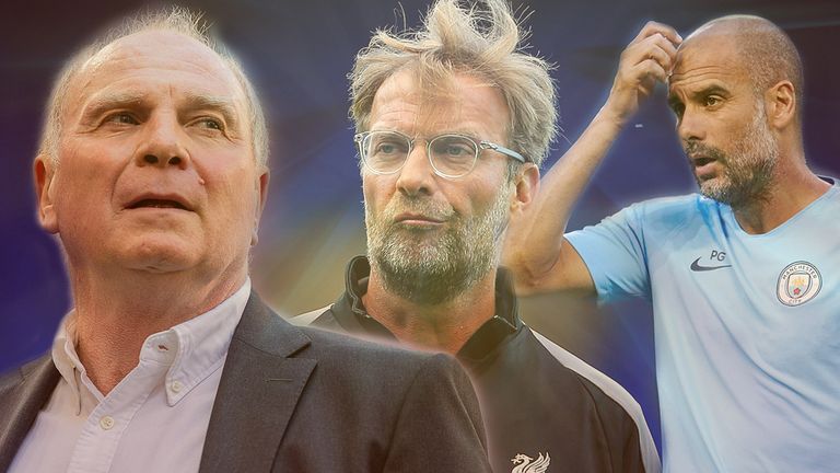 Uli Hoeneß, Jürgen Klopp und Pep Guardiola verfolgen unterschiedliche Transfer-Strategien.