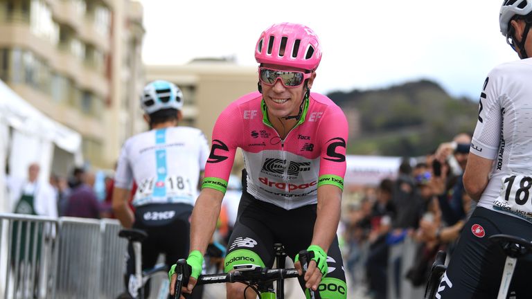 BERMEO, SPAIN - APRIL 03: Start / Rigoberto Uran of Colombia and Team EF Education First-Drapac p/b Cannondale /  during the 58th Vuelta Pais Vasco 2018, Stage 2 a 166,7 stage from Zarautz to Bermeo on April 3, 2018 in Bermeo, Spain. (Photo by David Ramos/Getty Images).