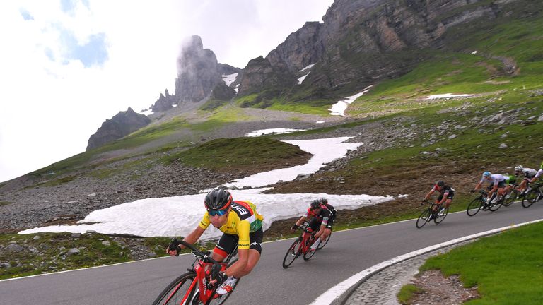 GOMMISWALD, SWITZERLAND - JUNE 14:  Richie Porte of Australia and BMC Racing Team Yellow Leaders Jersey / Klausenpass (1948m)/ during the 82nd Tour of Switzerland 2018 / Stage 6 a 186km from Fiesch to Gommiswald 598m on June 14, 2018 in Gommiswald, Switzerland. (Photo by Tim de Waele/Getty Images)