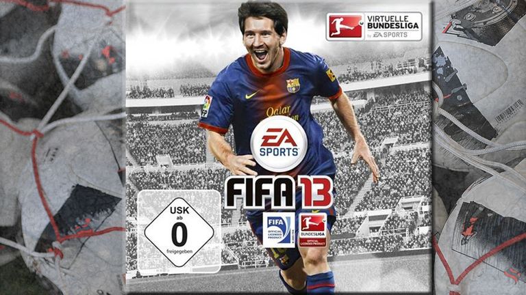 2012/13: Die Ära Messi beginnt: Lionel Messi ist auf dem Cover der internationalen Version. Das deutsche Cover wurde wieder abgeschafft. Quelle: EA SPORTS