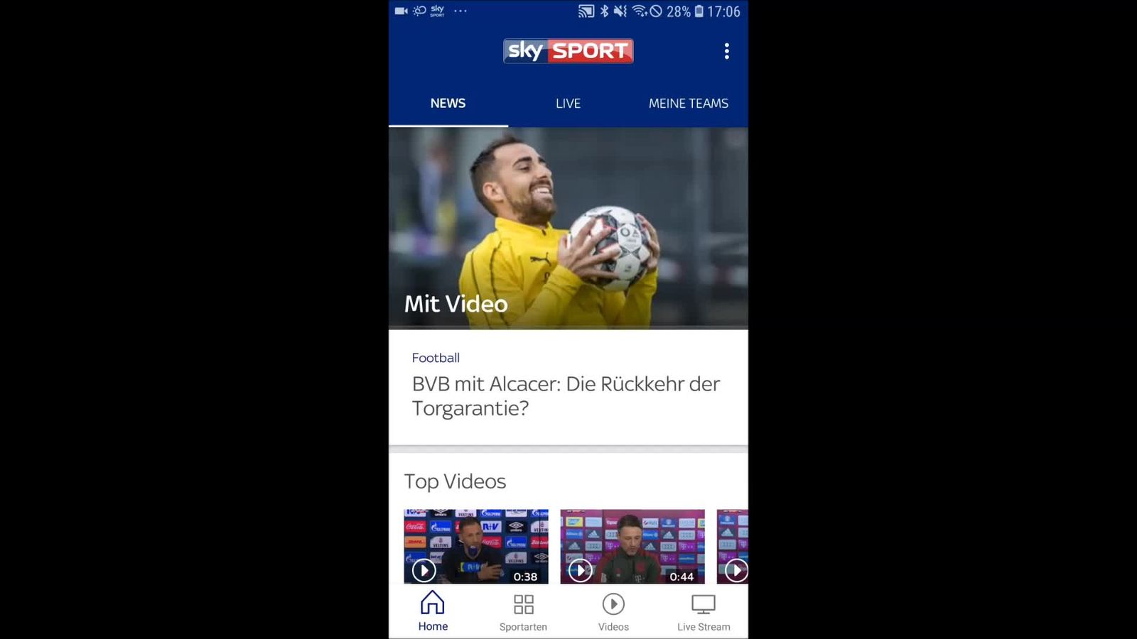 So gehts In-Match-Videos ganz einfach auswählen! Fußball News Sky Sport