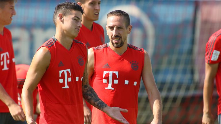 Voller Einsatz im Training: James Rodriguez und Franck Ribery.