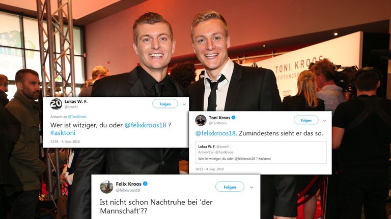 Felix Kroos (r.) antwortet auf die Twitter-Fragen seines Bruders Toni.