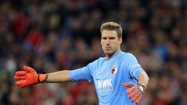 MUNICH, GERMANY - SEPTEMBER 25:  Andreas Luthe of Augsburg reacts during the Bundesliga match between FC Bayern Muenchen and FC Augsburg at Allianz Arena on September 25, 2018 in Munich, Germany.  (Photo by Alexander Hassenstein/Bongarts/Getty Images)