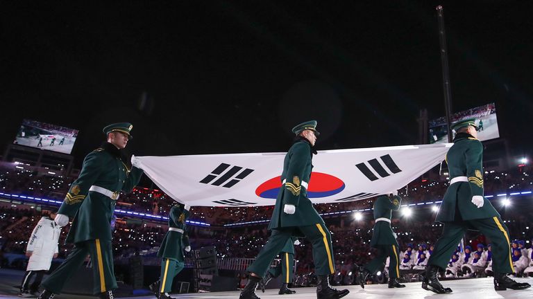 Südkorea richtete die Olympische Winterspiele 2018 aus.