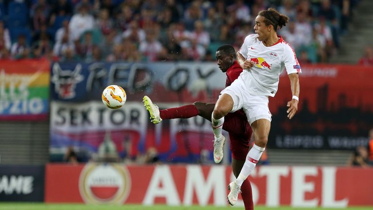 Yussuf Poulsen (r.) erzielte in der 82. Minute das 2:2 gegen Salzburg