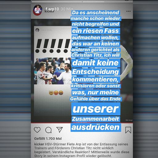 Arp erklärt Instagram-Post nach Titz-Entlassung