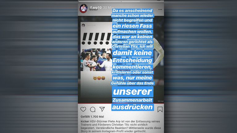 Jann-Fiete Arp erklärt seinen Instagram-Post. (Quelle: Instagram)