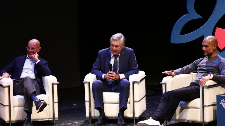 Carlo Ancelotti und Pep Guardiola diskutieren in Italien über den Fußball.