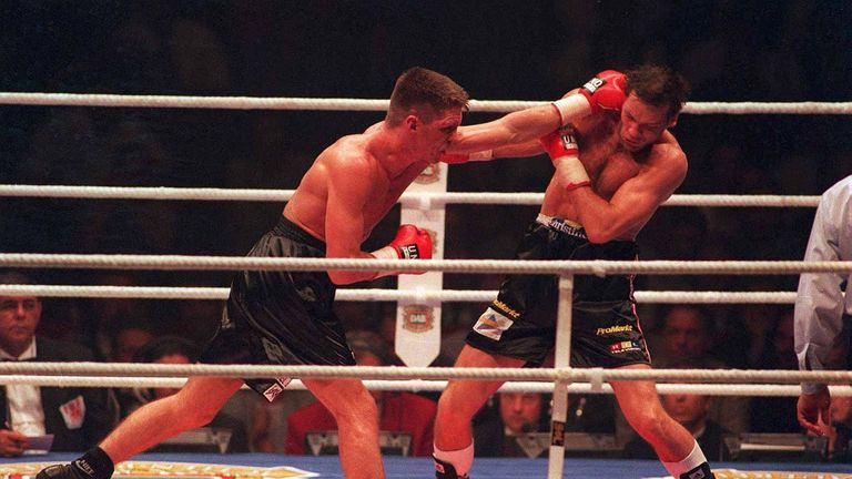 Graciano Rocchigiani verlor 1995 zweimal gegen Henry Maske (r.).