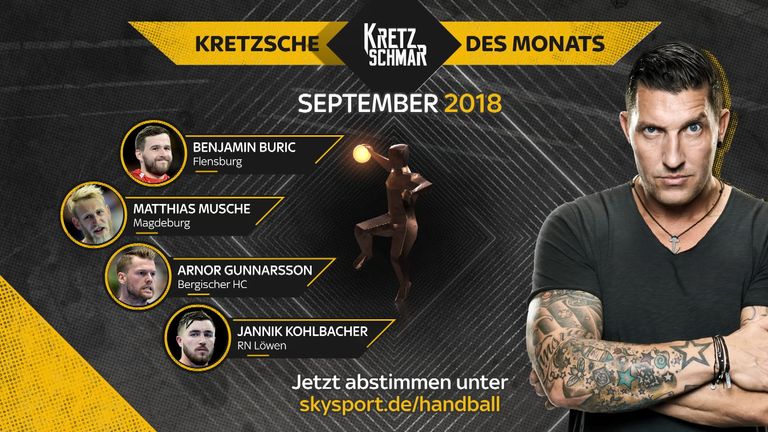 Die Abstimmung für den Kretzsche des Monats September läuft: Buric, Musche, Gunnarsson und Kohlbacher stehen zur Auswahl.