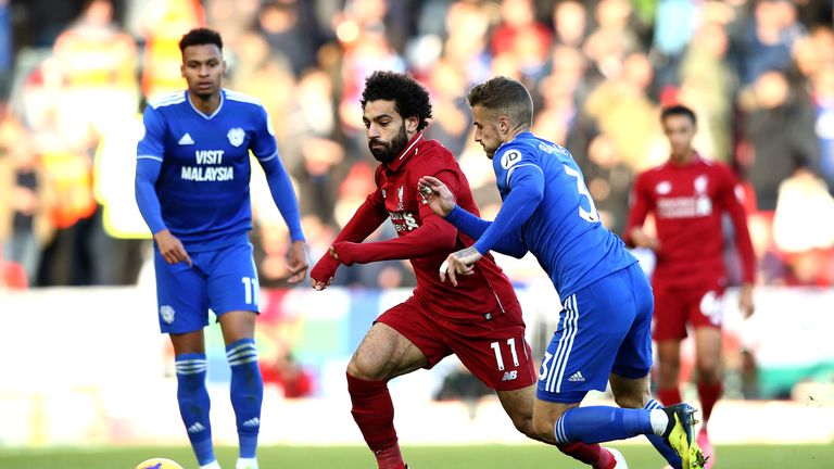 Mohamed Salah erzielt gegen Cardiff den Führungstreffer.