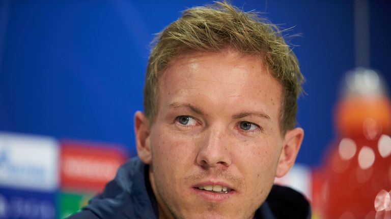 TSG Hoffenheim-Coach Julian Nagelsmann spricht vor dem Champions-League-Duell mit Manchester City auf der Abschluss-Pressekonferenz. 